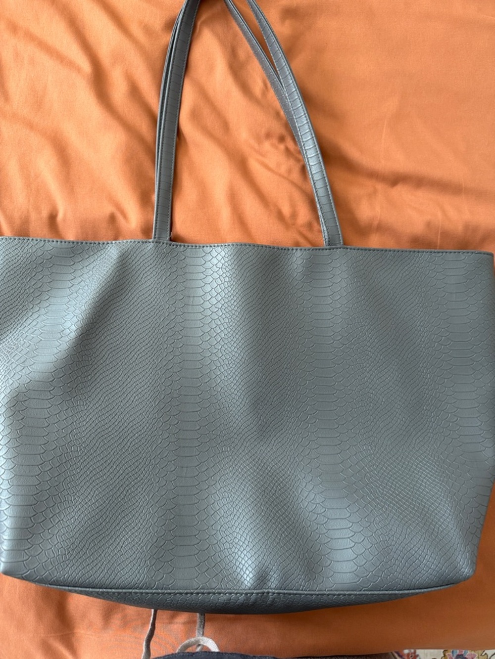 Bloomingdale's Gray Faux-Snake Tote Bag